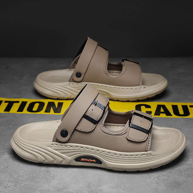 Bestseller! Unisex Cloud Comfort Beach Sandals - Ultra Cushion Non-Slip Lightweight Walking Shoes with Adjustable Buckle Straps, Durable PVC for Vacation & Casual Wear (Men's Fashion Style), Beach Shoes, Subtle Pattern Design, Soft Shock Absorption,