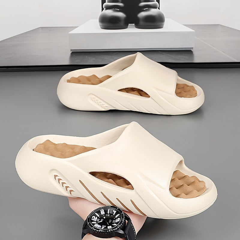 Unisex 1 Pair EVA Slides for Women - 2024 Fashionable Massage Insole Slippers, Non-Slip, Odor-Resistant, Indoor/Outdoor, Beach, Sports, One-Strap Sandals, All-Season, Solid Color