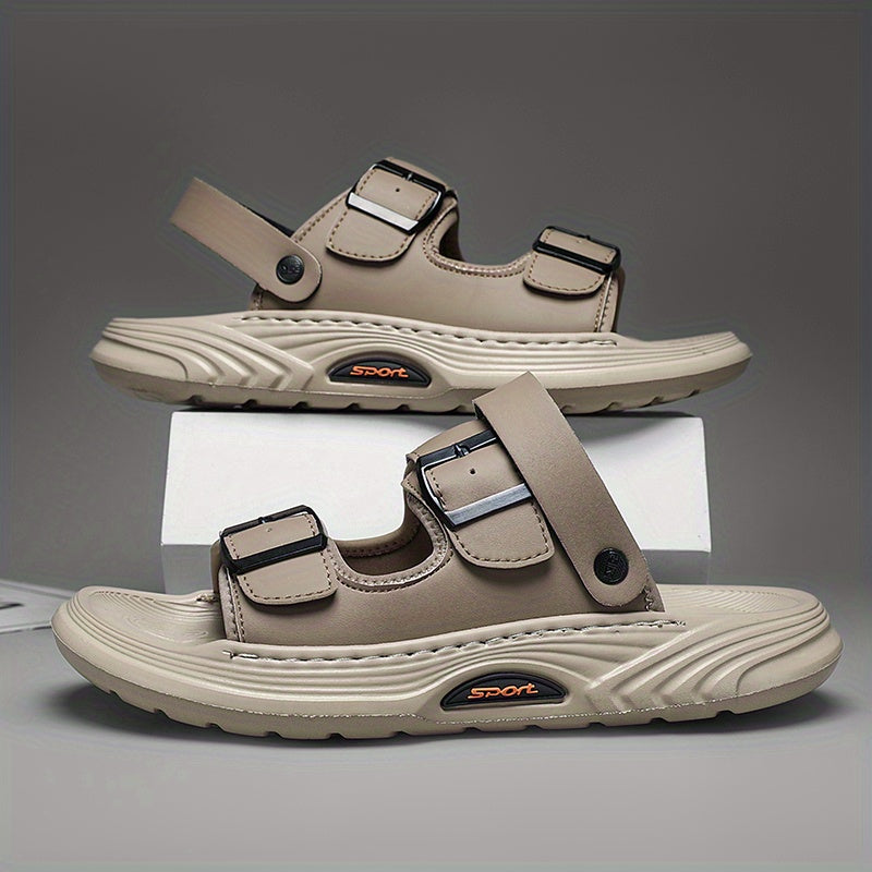 Bestseller! Unisex Cloud Comfort Beach Sandals - Ultra Cushion Non-Slip Lightweight Walking Shoes with Adjustable Buckle Straps, Durable PVC for Vacation & Casual Wear (Men's Fashion Style), Beach Shoes, Subtle Pattern Design, Soft Shock Absorption,