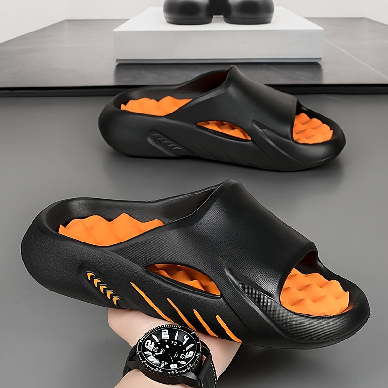 Unisex 1 Pair EVA Slides for Women - 2024 Fashionable Massage Insole Slippers, Non-Slip, Odor-Resistant, Indoor/Outdoor, Beach, Sports, One-Strap Sandals, All-Season, Solid Color
