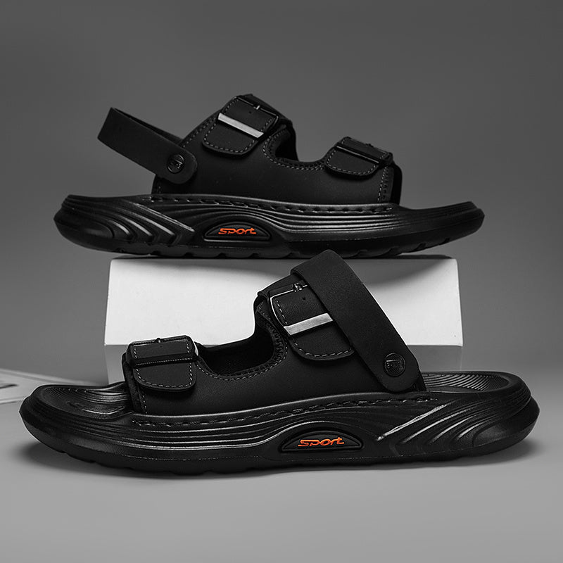 Bestseller! Unisex Cloud Comfort Beach Sandals - Ultra Cushion Non-Slip Lightweight Walking Shoes with Adjustable Buckle Straps, Durable PVC for Vacation & Casual Wear (Men's Fashion Style), Beach Shoes, Subtle Pattern Design, Soft Shock Absorption,