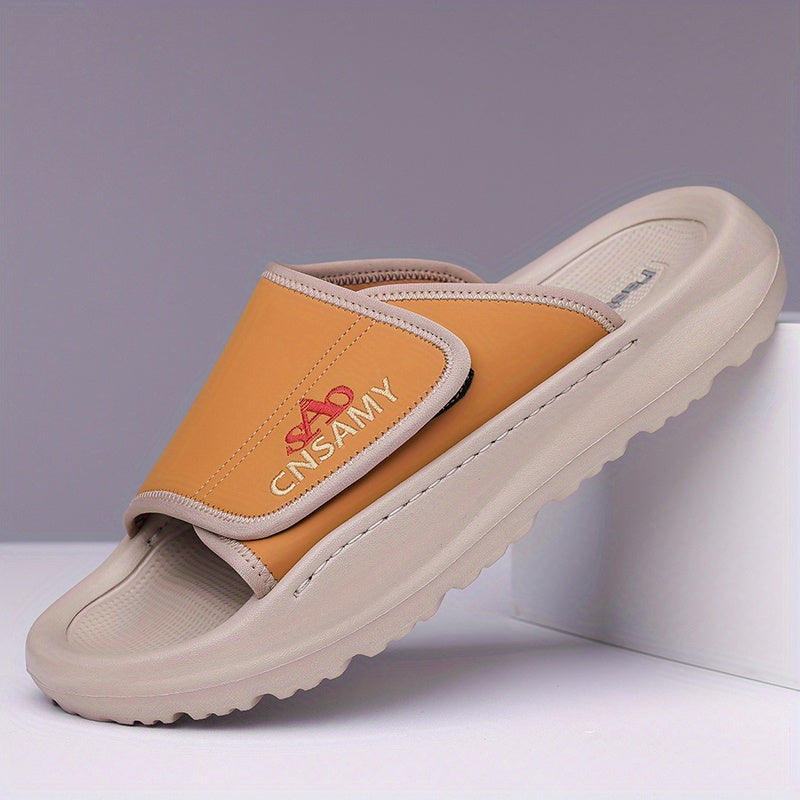 Men's Home & Bathroom Slippers, 2025 New Lightweight Quick-Dry Men's Sandals - Fashion Open-Toe Slides for Indoor/Outdoor Beach and Casual Wear, Soft EVA Sole, Non-Slip Solid Color Round Toe, Stylish Anti-Skid Flip-Flops, Comfortable Thick-Soled Summer