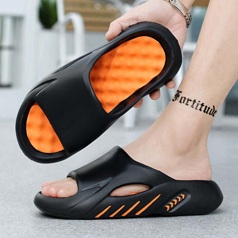 Unisex 1 Pair EVA Slides for Women - 2024 Fashionable Massage Insole Slippers, Non-Slip, Odor-Resistant, Indoor/Outdoor, Beach, Sports, One-Strap Sandals, All-Season, Solid Color