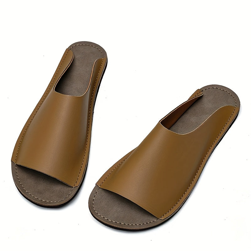 Men'S Summer Slide Sandals - Comfortable Soft Sole, Breathable Open-Toe Beach Shoes, Black Faux Cover with EVA Outsole, Casual Low-Top Design for Outdoor and Casual Attire, Summer Sandals