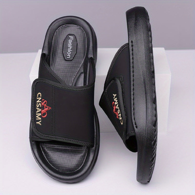Men's Home & Bathroom Slippers, 2025 New Lightweight Quick-Dry Men's Sandals - Fashion Open-Toe Slides for Indoor/Outdoor Beach and Casual Wear, Soft EVA Sole, Non-Slip Solid Color Round Toe, Stylish Anti-Skid Flip-Flops, Comfortable Thick-Soled Summer