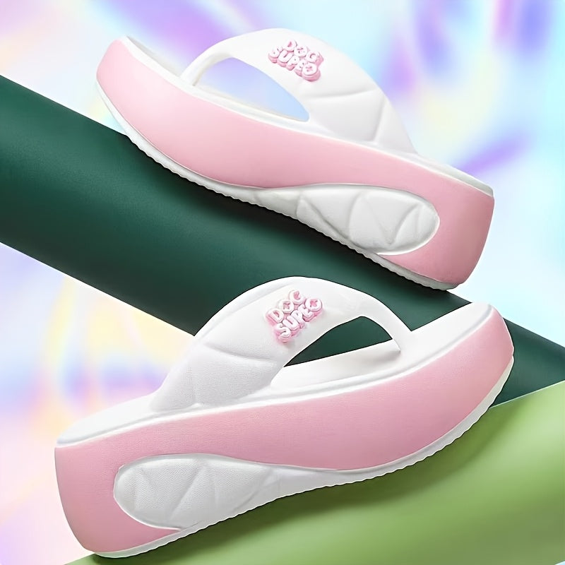 Women's Thick Sole Flip Flops - Non-Slip Soft EVA Material, Open-Toe Breathable Design for Summer Indoor/Outdoor Beach Walking & Daily Commuting - 2025 New Casual Slippers, Beach Slippers, Indoor Slippers, Comfortable Footwear, Lightweight Construction,