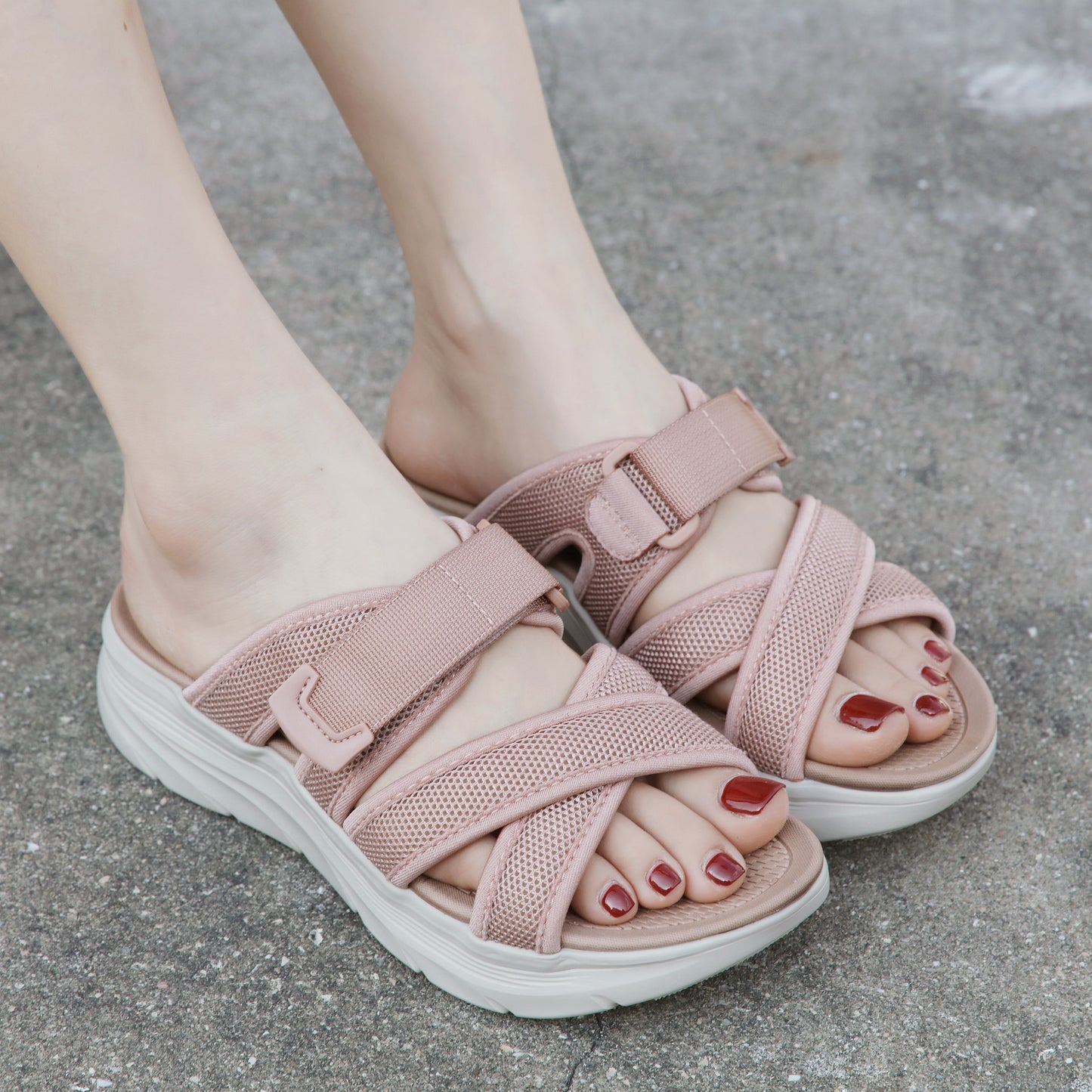 Women'S Summer Beach Slides - Casual Open-Toe Platform Sandals with Non-Slip Sole, Ankle Strap, and Comfortable EVA Insole, Perfect for Vacation and Outdoor Activities, Beach Footwear | Platform Heel Sandals | Fabric Upper Sandals, Beach Accessorie