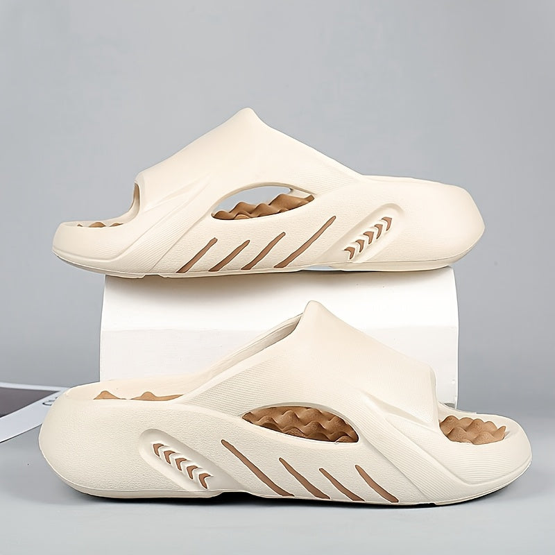 Unisex 1 Pair EVA Slides for Women - 2024 Fashionable Massage Insole Slippers, Non-Slip, Odor-Resistant, Indoor/Outdoor, Beach, Sports, One-Strap Sandals, All-Season, Solid Color
