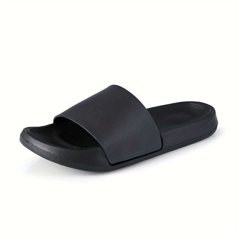 Men'S Slip-On Sandals - Non-Slip Sole, Cushioned EVA Footbed, All-Season Indoor/Outdoor House Shoes - Lightweight & Portable Slip-Ons for Home, Beach, Travel - Easy-Clean Black Slippers, Beach Footwear, Simple Slipon, Durable Construction, Comfortable