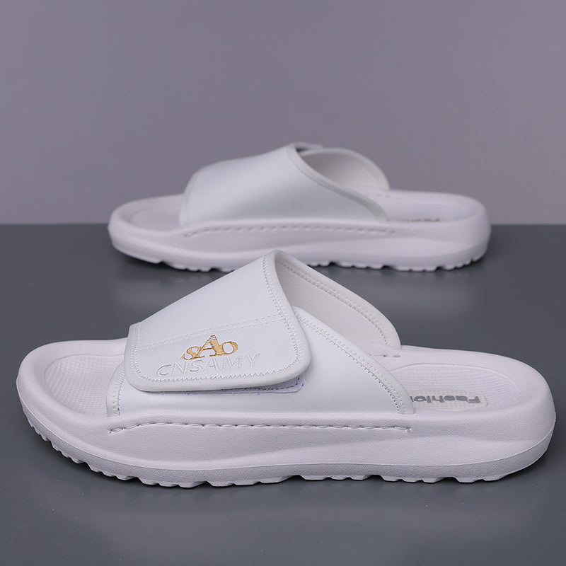 Men's Home & Bathroom Slippers, 2025 New Lightweight Quick-Dry Men's Sandals - Fashion Open-Toe Slides for Indoor/Outdoor Beach and Casual Wear, Soft EVA Sole, Non-Slip Solid Color Round Toe, Stylish Anti-Skid Flip-Flops, Comfortable Thick-Soled Summer