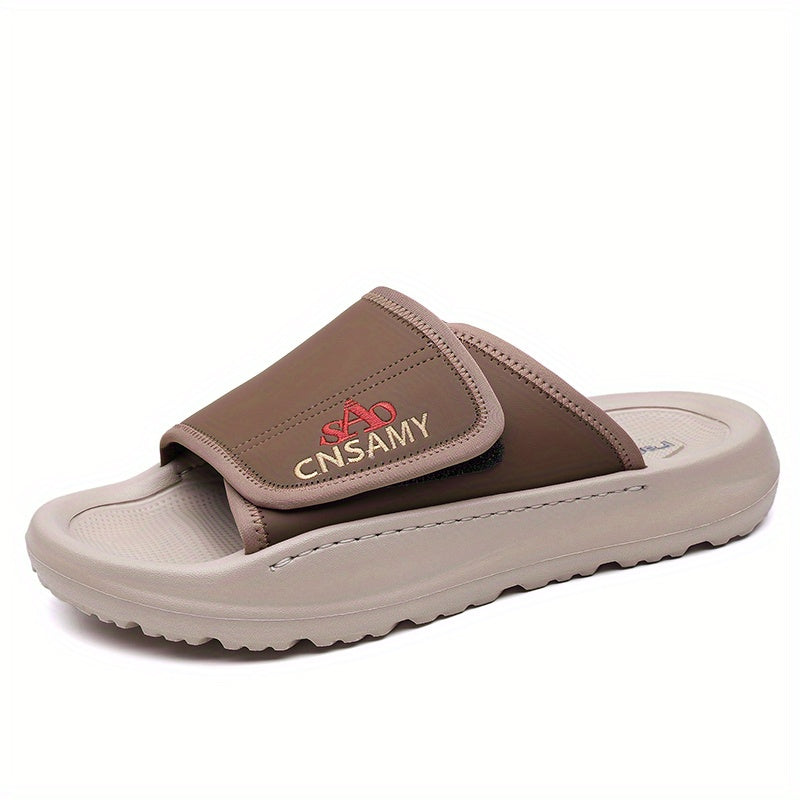 Men's Home & Bathroom Slippers, 2025 New Lightweight Quick-Dry Men's Sandals - Fashion Open-Toe Slides for Indoor/Outdoor Beach and Casual Wear, Soft EVA Sole, Non-Slip Solid Color Round Toe, Stylish Anti-Skid Flip-Flops, Comfortable Thick-Soled Summer