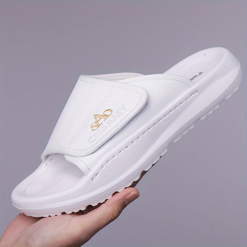 Men's Home & Bathroom Slippers, 2025 New Lightweight Quick-Dry Men's Sandals - Fashion Open-Toe Slides for Indoor/Outdoor Beach and Casual Wear, Soft EVA Sole, Non-Slip Solid Color Round Toe, Stylish Anti-Skid Flip-Flops, Comfortable Thick-Soled Summer