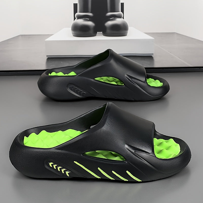 Unisex 1 Pair EVA Slides for Women - 2024 Fashionable Massage Insole Slippers, Non-Slip, Odor-Resistant, Indoor/Outdoor, Beach, Sports, One-Strap Sandals, All-Season, Solid Color