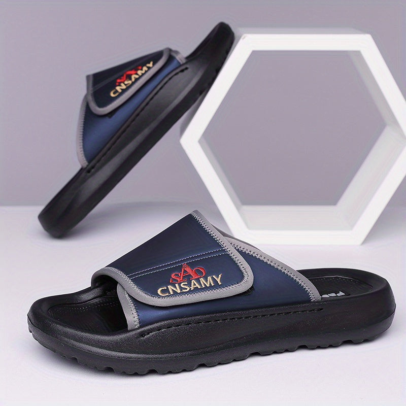 Men's Home & Bathroom Slippers, 2025 New Lightweight Quick-Dry Men's Sandals - Fashion Open-Toe Slides for Indoor/Outdoor Beach and Casual Wear, Soft EVA Sole, Non-Slip Solid Color Round Toe, Stylish Anti-Skid Flip-Flops, Comfortable Thick-Soled Summer
