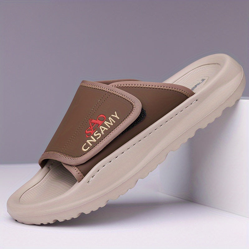Men's Home & Bathroom Slippers, 2025 New Lightweight Quick-Dry Men's Sandals - Fashion Open-Toe Slides for Indoor/Outdoor Beach and Casual Wear, Soft EVA Sole, Non-Slip Solid Color Round Toe, Stylish Anti-Skid Flip-Flops, Comfortable Thick-Soled Summer