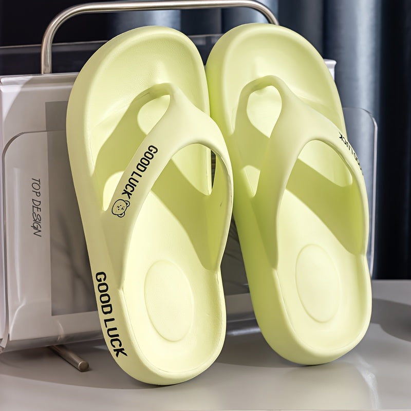 Mid-Year, New Summer Style, Japanese and Korean Fashionable High-Value Thick-Soled Non-Slip EVA Flip-Flops, Available in Multiple Colors, Home Use, Lightweight and Breathable, Easy to Wear, Suitable for Bathroom, Home, Outdoor, Beach, Office, and Parties