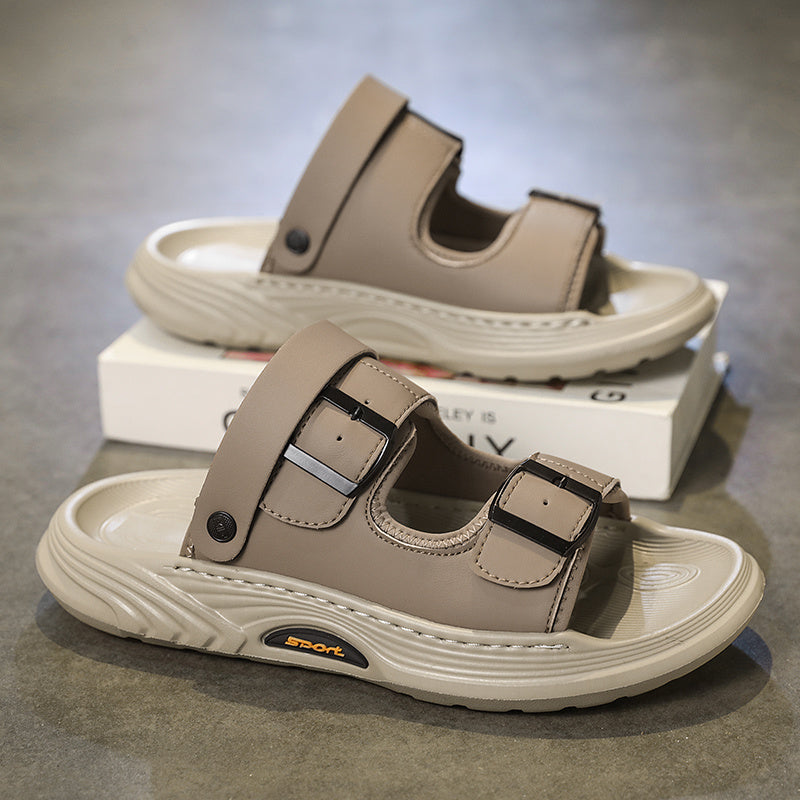 Bestseller! Unisex Cloud Comfort Beach Sandals - Ultra Cushion Non-Slip Lightweight Walking Shoes with Adjustable Buckle Straps, Durable PVC for Vacation & Casual Wear (Men's Fashion Style), Beach Shoes, Subtle Pattern Design, Soft Shock Absorption,