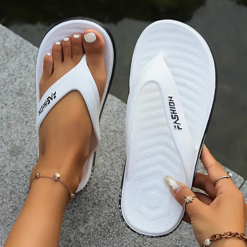 Women's Non-Slip Flip-Flops - Lightweight Beach, Pool, Shower Sandals with Cushioned EVA Sole - Slip-On Indoor/Outdoor Shoes - All-Day Comfort for Travel, Home, Salon - Easy-Clean PVC Construction - Available in, Beach Shoes