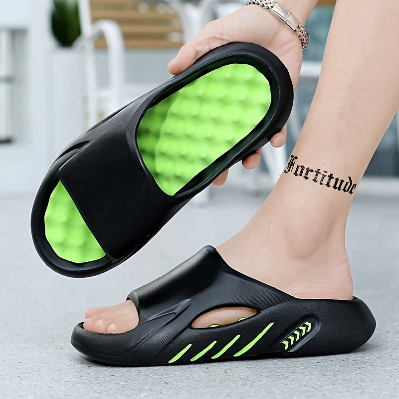Unisex 1 Pair EVA Slides for Women - 2024 Fashionable Massage Insole Slippers, Non-Slip, Odor-Resistant, Indoor/Outdoor, Beach, Sports, One-Strap Sandals, All-Season, Solid Color