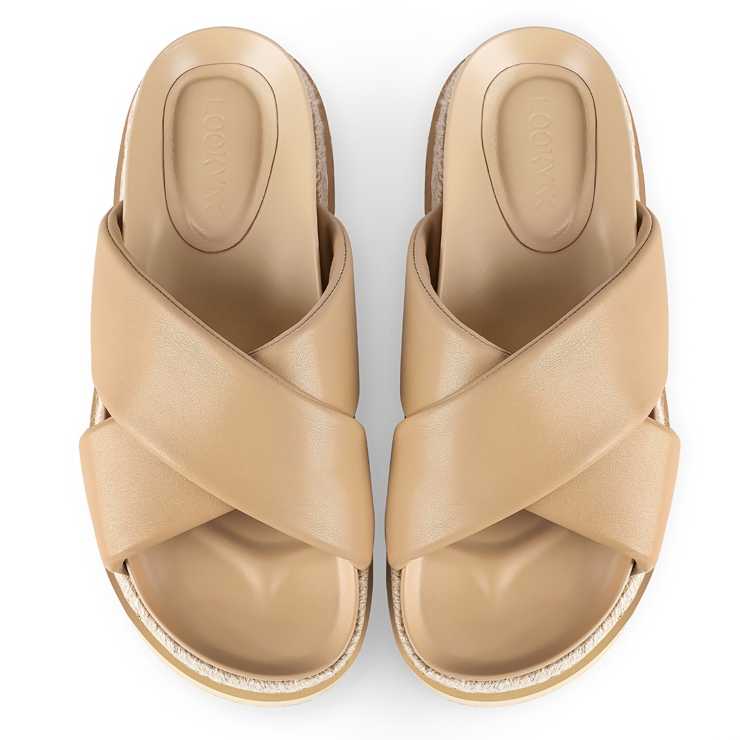 Women'S Platform Sandals - Slip-On Open Toe Beach Slides with Cushioned EVA Sole, Non-Slip Cross Strap Platform Shoes for Casual, Formal, Everyday & Vacation - All-Season Footwear, Formal Sandals, Crisscross Strap Design, Durable Pu Cover