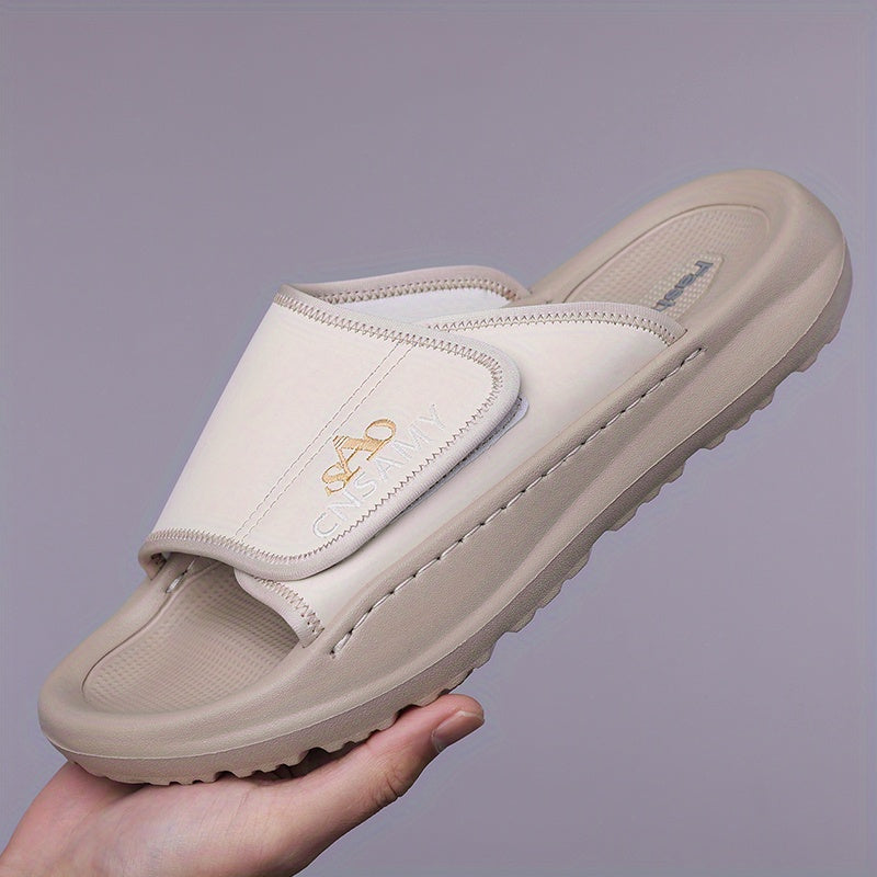 Men's Home & Bathroom Slippers, 2025 New Lightweight Quick-Dry Men's Sandals - Fashion Open-Toe Slides for Indoor/Outdoor Beach and Casual Wear, Soft EVA Sole, Non-Slip Solid Color Round Toe, Stylish Anti-Skid Flip-Flops, Comfortable Thick-Soled Summer