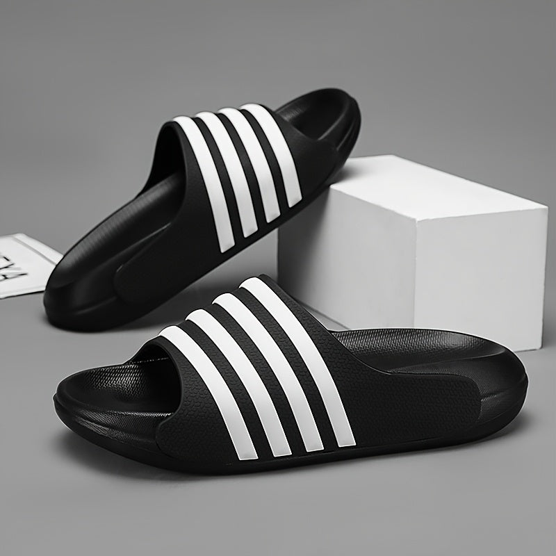 Striped Slides - Comfortable EVA Thick Sole, Non-Slip & Durable for Indoor/Outdoor Use