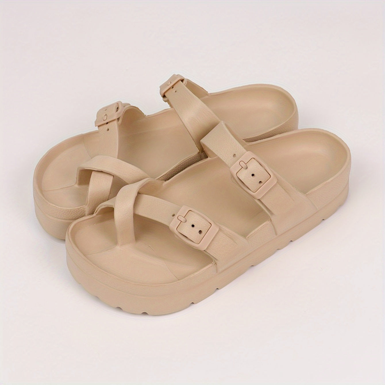 Fashion new women's thick-soled cloud sandals with arch support, comfortable soft-soled slippers for summer home use, thick-soled adjustable buckle shoes, bathroom slippers, non-slip EVA outdoor sandals
