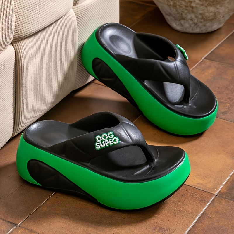 Women's Thick Sole Flip Flops - Non-Slip Soft EVA Material, Open-Toe Breathable Design for Summer Indoor/Outdoor Beach Walking & Daily Commuting - 2025 New Casual Slippers, Beach Slippers, Indoor Slippers, Comfortable Footwear, Lightweight Construction,