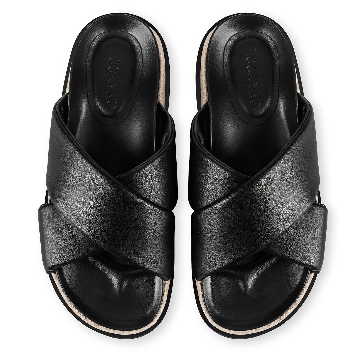 Women'S Platform Sandals - Slip-On Open Toe Beach Slides with Cushioned EVA Sole, Non-Slip Cross Strap Platform Shoes for Casual, Formal, Everyday & Vacation - All-Season Footwear, Formal Sandals, Crisscross Strap Design, Durable Pu Cover