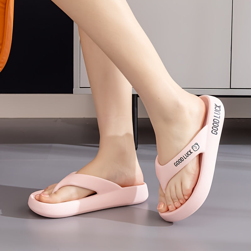 Mid-Year, New Summer Style, Japanese and Korean Fashionable High-Value Thick-Soled Non-Slip EVA Flip-Flops, Available in Multiple Colors, Home Use, Lightweight and Breathable, Easy to Wear, Suitable for Bathroom, Home, Outdoor, Beach, Office, and Parties