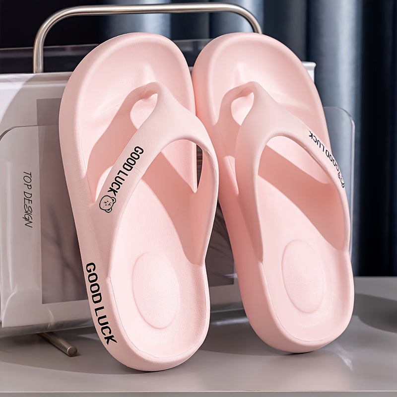 Mid-Year, New Summer Style, Japanese and Korean Fashionable High-Value Thick-Soled Non-Slip EVA Flip-Flops, Available in Multiple Colors, Home Use, Lightweight and Breathable, Easy to Wear, Suitable for Bathroom, Home, Outdoor, Beach, Office, and Parties