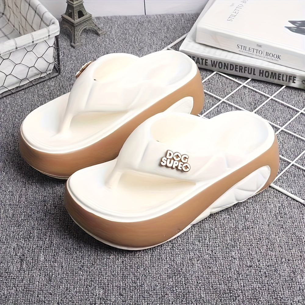 Women's Thick Sole Flip Flops - Non-Slip Soft EVA Material, Open-Toe Breathable Design for Summer Indoor/Outdoor Beach Walking & Daily Commuting - 2025 New Casual Slippers, Beach Slippers, Indoor Slippers, Comfortable Footwear, Lightweight Construction,