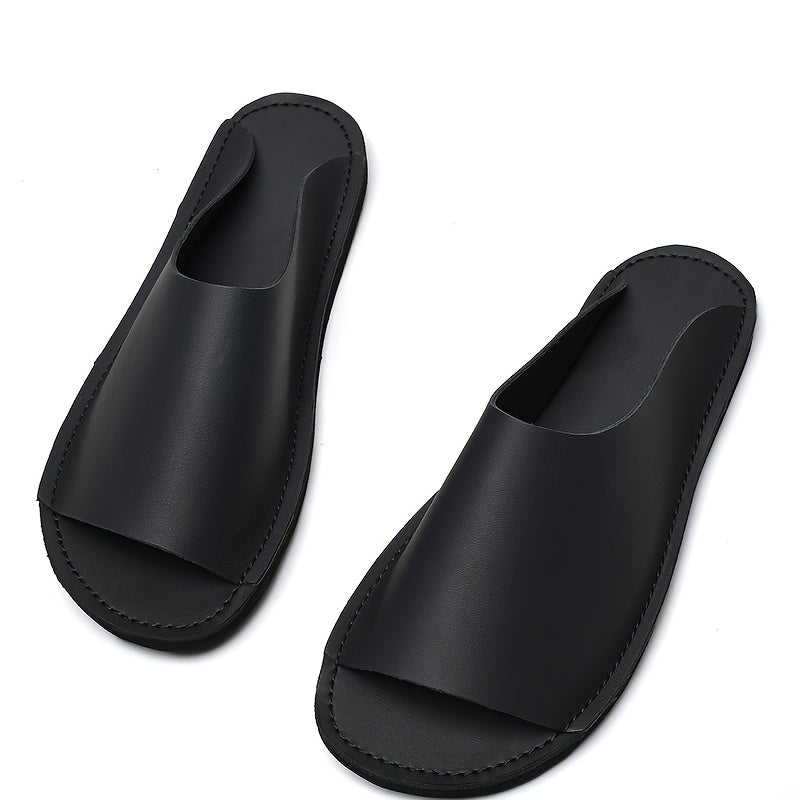 Men'S Summer Slide Sandals - Comfortable Soft Sole, Breathable Open-Toe Beach Shoes, Black Faux Cover with EVA Outsole, Casual Low-Top Design for Outdoor and Casual Attire, Summer Sandals