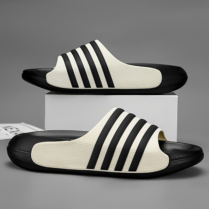 Striped Slides - Comfortable EVA Thick Sole, Non-Slip & Durable for Indoor/Outdoor Use