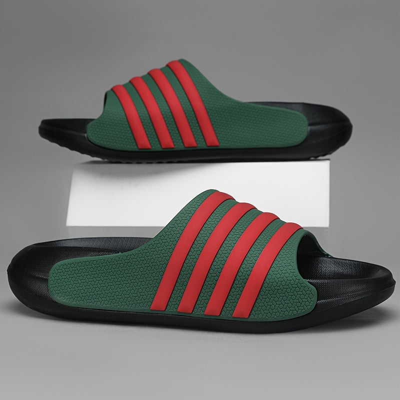 Striped Slides - Comfortable EVA Thick Sole, Non-Slip & Durable for Indoor/Outdoor Use