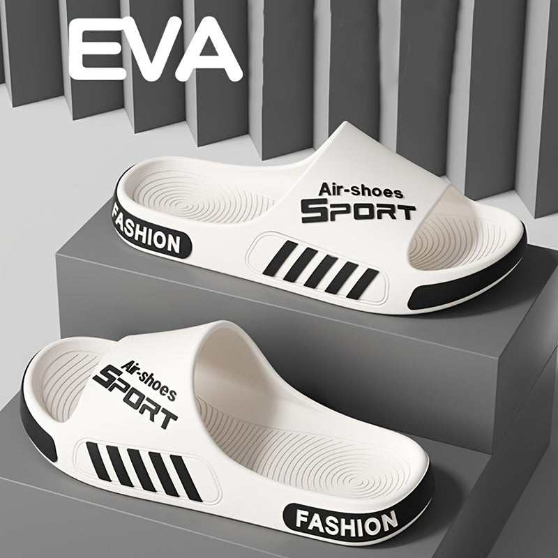 Women'S Summer EVA Slides - Non-Slip Beach Flip-Flops with "FASHION" Print, Comfortable Indoor/Outdoor Slippers for Home, Bathroom, and Shower Use, Indoor Slippers | Stylish Flipflops | EVA Material