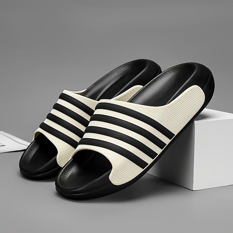 Striped Slides - Comfortable EVA Thick Sole, Non-Slip & Durable for Indoor/Outdoor Use