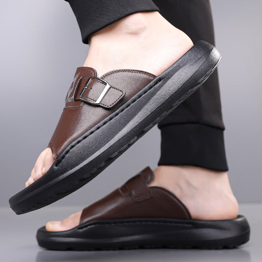 New 2024 Spring/Summer Casual Slip-On Sandals, Soft Sole Trendy Beach Shoes for Men - High Quality, Durable, Breathable, Odor-Free Lightweight Home Slippers, Comfortable Non-Slip Thick-Soled Outdoor & Indoor Use, Fashionable Open-Toe Flip-Flops for All