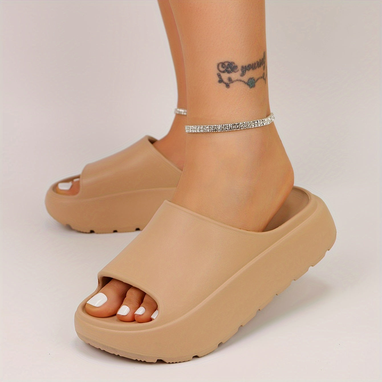 Women's Non-Slip Thick Platform EVA Slide Slippers - Open-Toe Slip-On Casual Shoes for Indoor/Outdoor Summer Use, Vibrant Pink, Summer Footwear | Vibrant Footwear | Comfortable Footwear, Ladies Slippers
