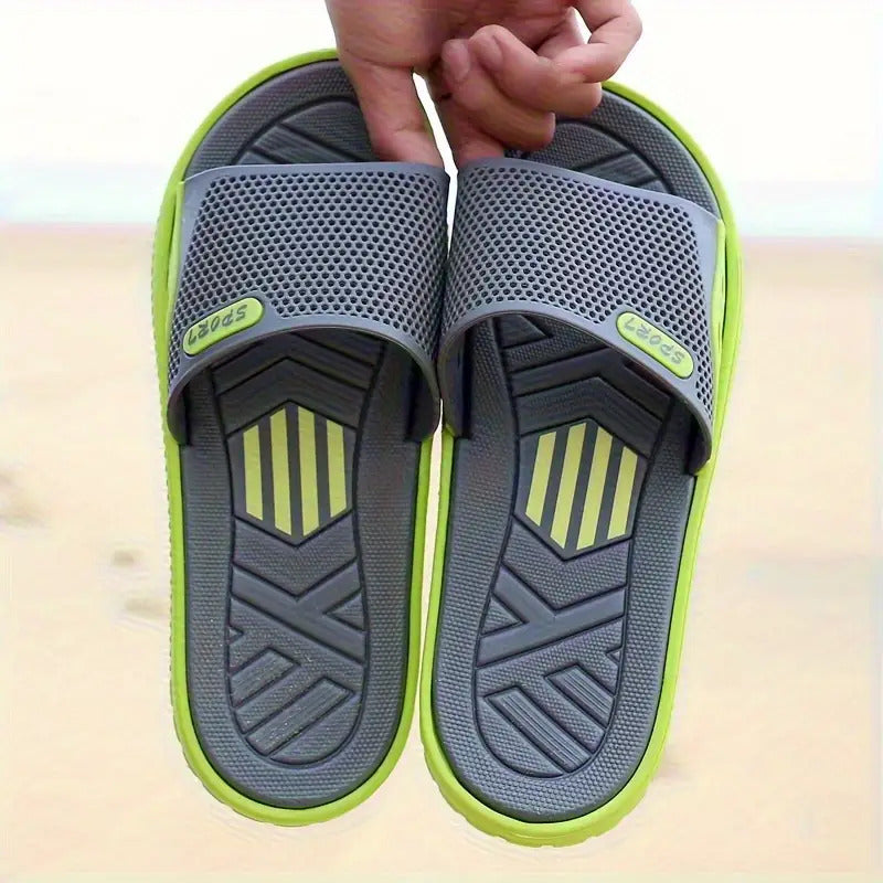 Men'S Lightweight Quick-Dry Sandals - Non-Slip Beach, Cushioned Insole & Arch Support - Lightweight EVA Upper & PVC Sole - for Pool, Gym, Travel - Slip-On Slippers for Men - Available in Navy/Blue Accents - Ideal for Outdoor, Camping, Casual Attire, Gym