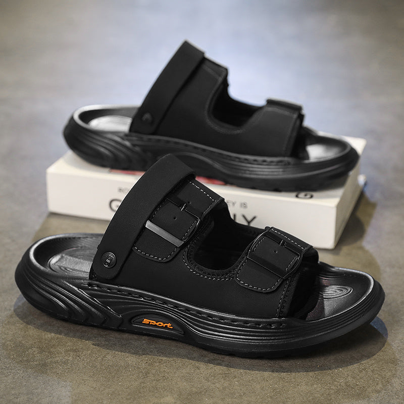 Bestseller! Unisex Cloud Comfort Beach Sandals - Ultra Cushion Non-Slip Lightweight Walking Shoes with Adjustable Buckle Straps, Durable PVC for Vacation & Casual Wear (Men's Fashion Style), Beach Shoes, Subtle Pattern Design, Soft Shock Absorption,