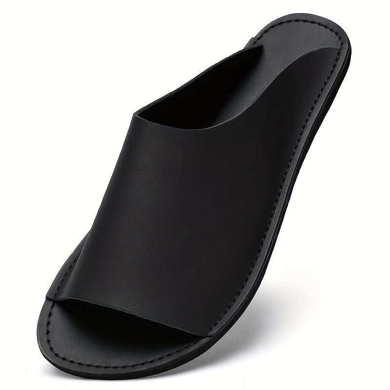 Men'S Summer Slide Sandals - Comfortable Soft Sole, Breathable Open-Toe Beach Shoes, Black Faux Cover with EVA Outsole, Casual Low-Top Design for Outdoor and Casual Attire, Summer Sandals