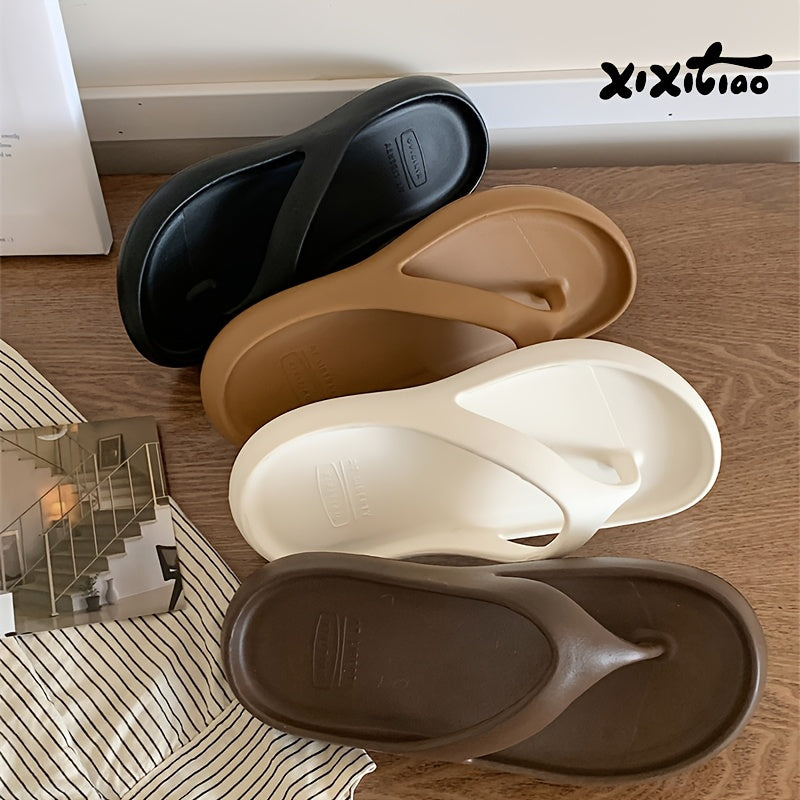 Women's Non-Slip Flip-Flops - Anti-Odor Cushioned Heel Sandals, Lightweight Beach Shoes for Women, Slip-On Casual Slides for Pool, Travel, Casual Attire - All-Day Comfort Footbed, Durable Footbed Support, EVA Material Footwear, Poolside Sandals, Simple