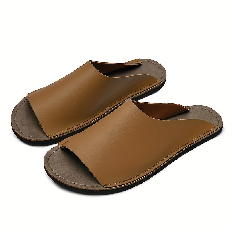 Men'S Summer Slide Sandals - Comfortable Soft Sole, Breathable Open-Toe Beach Shoes, Black Faux Cover with EVA Outsole, Casual Low-Top Design for Outdoor and Casual Attire, Summer Sandals