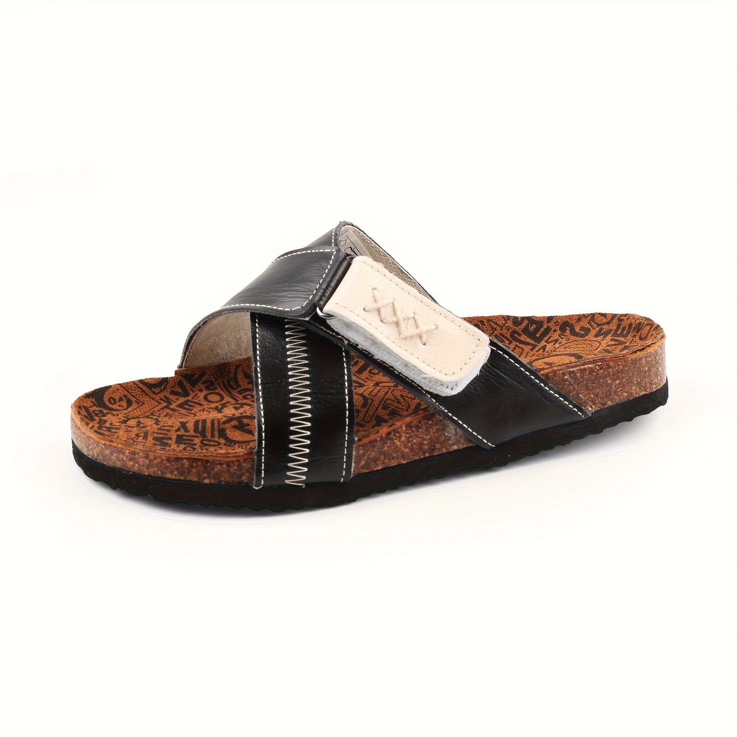 1 Pair Women'S Casual Beach Slides - Solid Color Open Toe Slip-On Sandals with Split Cow Leather Upper, Pig Split Leather Lining, and EVA/TPR Flat Sole - Comfortable and Non-Slip Summer Footwear