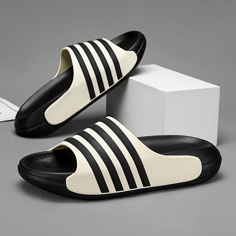 Striped Slides - Comfortable EVA Thick Sole, Non-Slip & Durable for Indoor/Outdoor Use