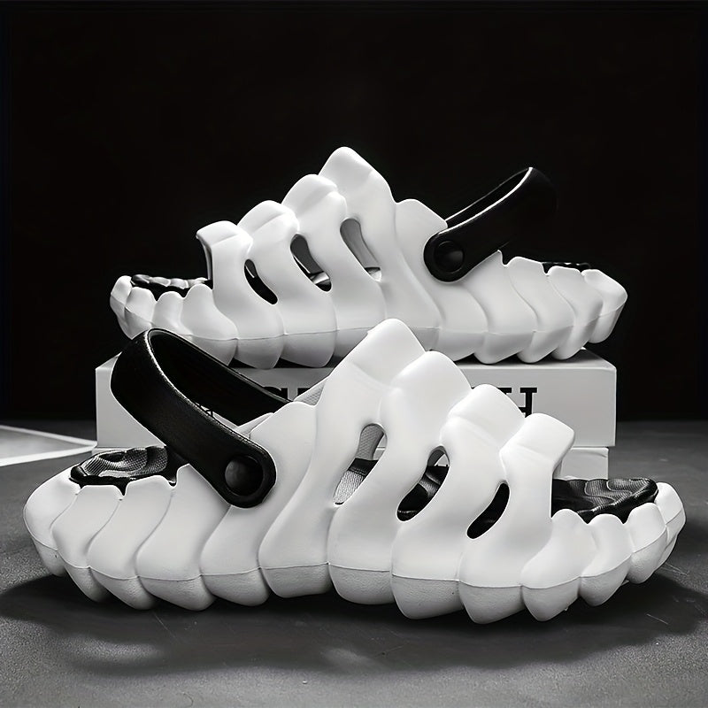 Men'S Summer 2025 Sports Slide Sandals - Anti-Slip, Odor-Resistant, Thick Sole, Height-Increasing, Casual EVA Slip-On Shoes in Trendy White Design, Comfortable Footwear | Trendy Slippers | EVA Material Sandals, Strappy Sandal