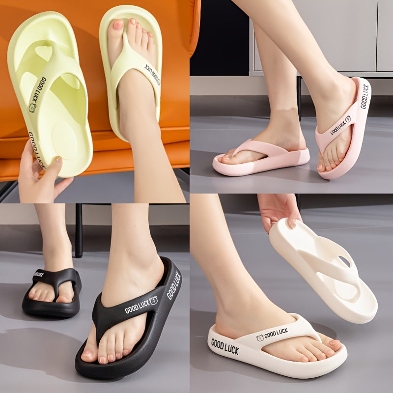 Mid-Year, New Summer Style, Japanese and Korean Fashionable High-Value Thick-Soled Non-Slip EVA Flip-Flops, Available in Multiple Colors, Home Use, Lightweight and Breathable, Easy to Wear, Suitable for Bathroom, Home, Outdoor, Beach, Office, and Parties
