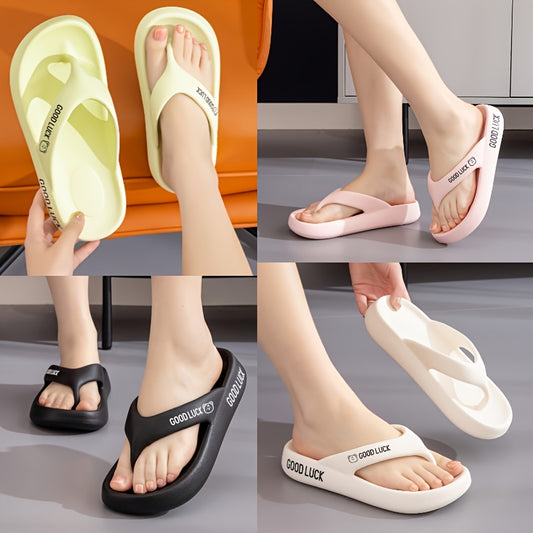Mid-Year, New Summer Style, Japanese and Korean Fashionable High-Value Thick-Soled Non-Slip EVA Flip-Flops, Available in Multiple Colors, Home Use, Lightweight and Breathable, Easy to Wear, Suitable for Bathroom, Home, Outdoor, Beach, Office, and Parties