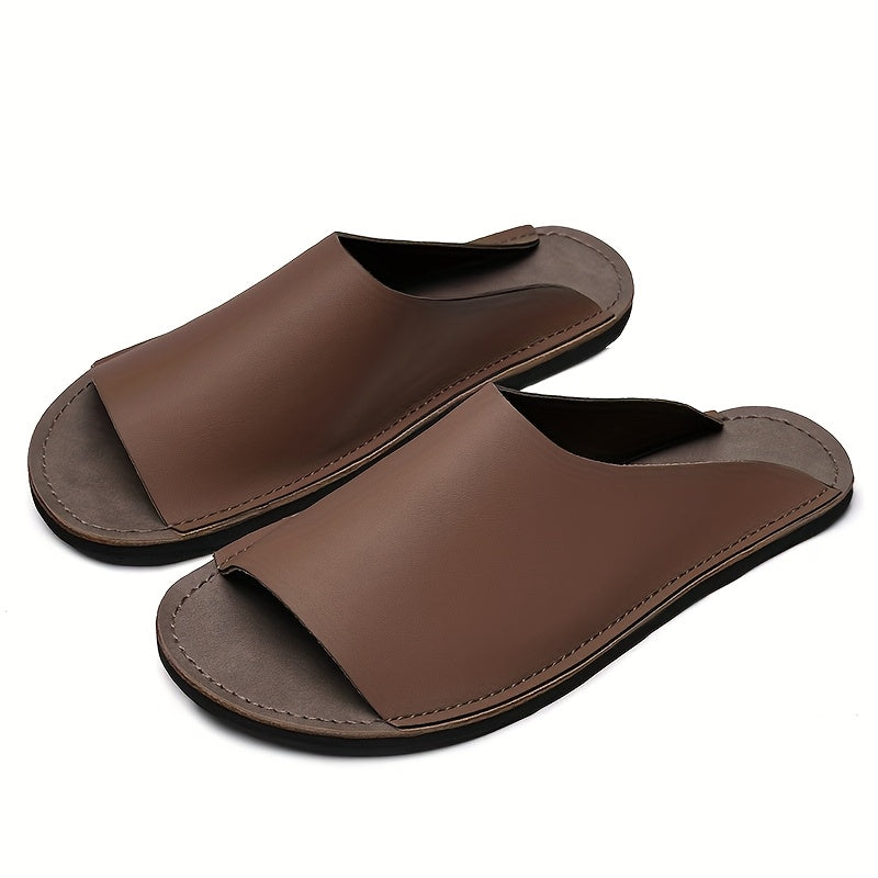 Men'S Summer Slide Sandals - Comfortable Soft Sole, Breathable Open-Toe Beach Shoes, Black Faux Cover with EVA Outsole, Casual Low-Top Design for Outdoor and Casual Attire, Summer Sandals